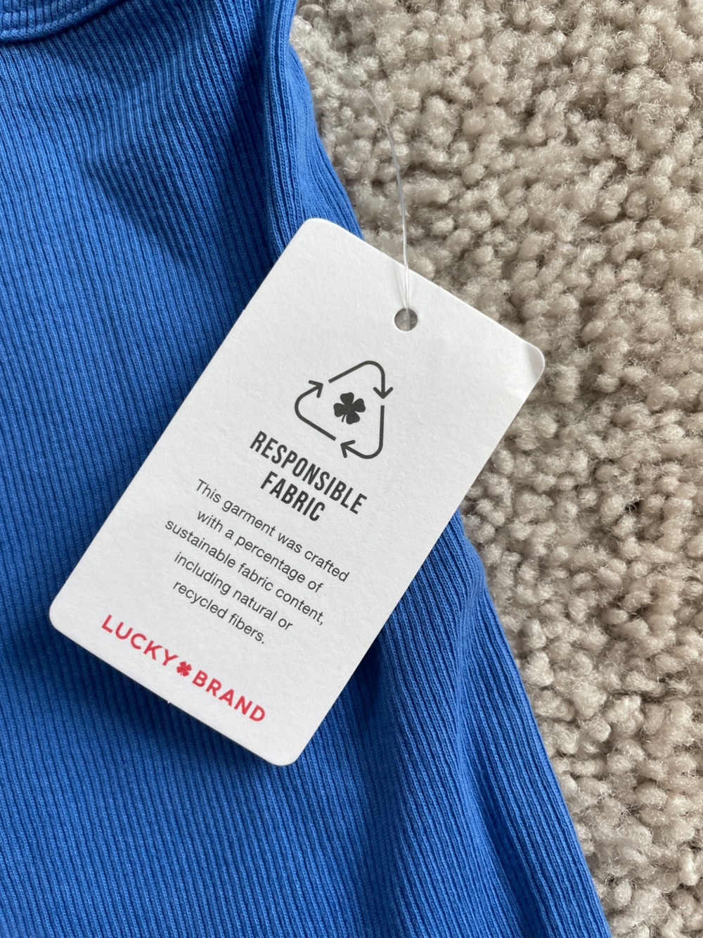 Lucky Brand Light Blue Fitted High Neck Ribbed Knit Sleeveless Tank Top Size XL - Picture 6 of 9